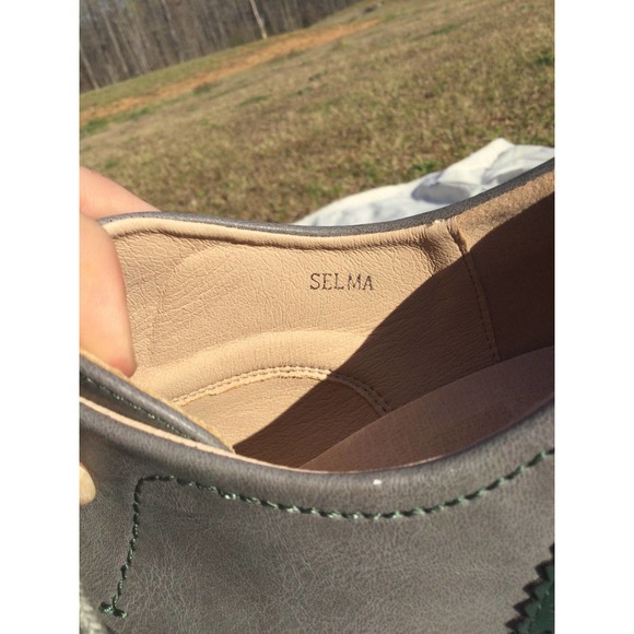 Dolce Nome 8 39 Oxford heels 20s academia gray green leather cottage selma - Picture 6 of 10